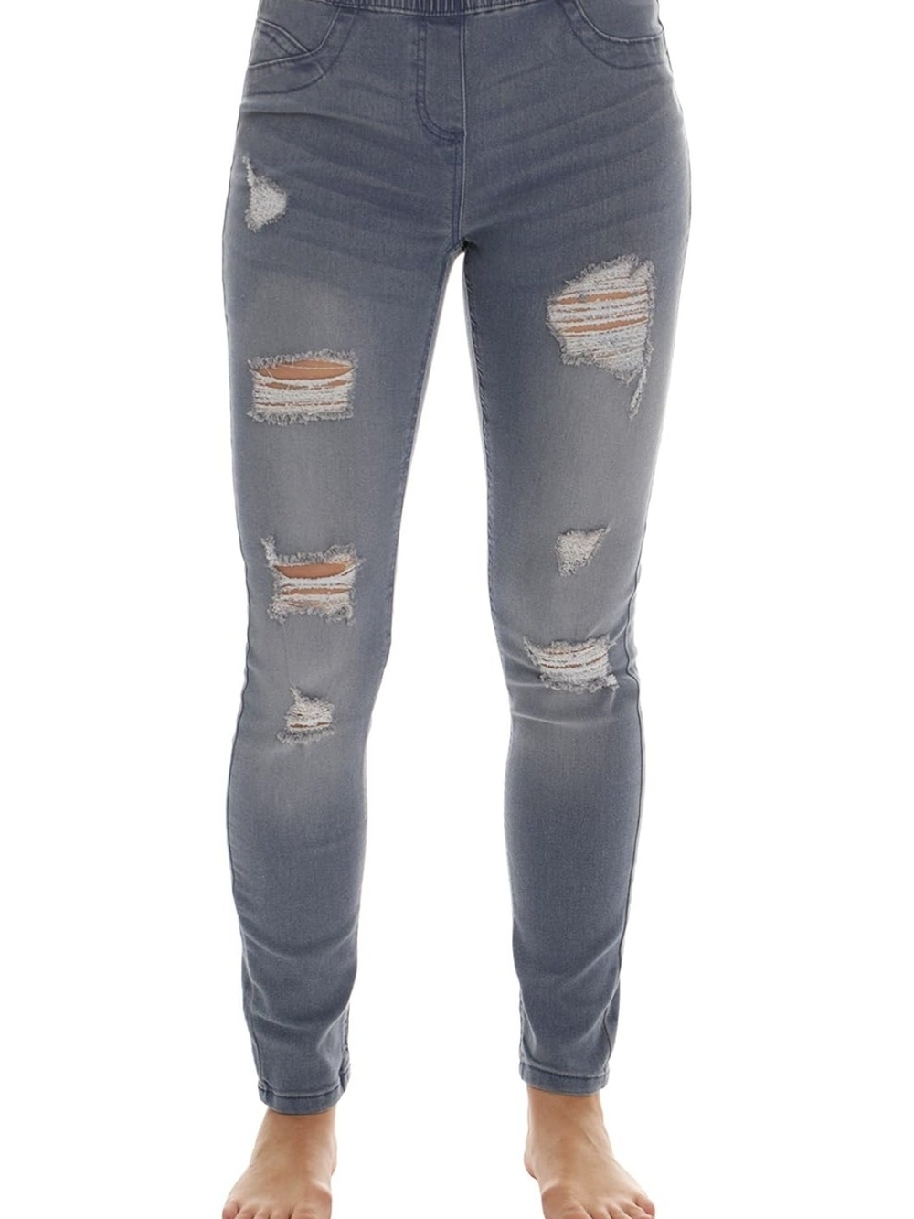Just Love Women’s Distressed High-Rise Gray Skinny Jeans